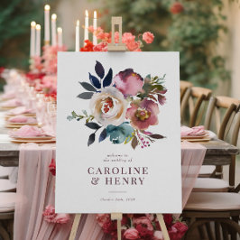 Elegantes Chic Romantische Rose Hochzeitszeichen Poster