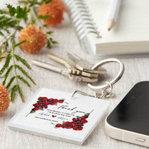 Elegantes Chic Romantisches Rot Rosen Florales  Schlüsselanhänger