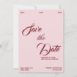 Elegantes Chic Rosa Soft Old Money Hochzeit Save The Date