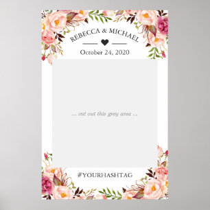 Elegantes Chic Rosé Florales Hochzeits-Foto-Requis Poster