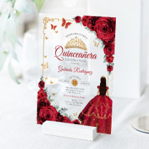Elegantes Chic roten Rosen Gold Quinceanera
