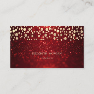 Elegantes Chic roter Glitter Bokeh Gold Konfetti Visitenkarte
