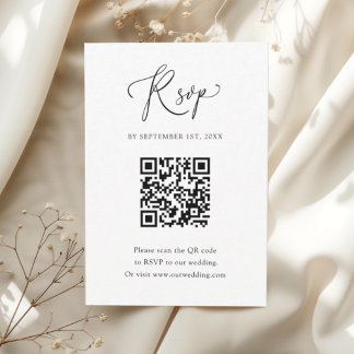 Elegantes Chic Schwarz-Weiß-Script Hochzeit RSVP Karte