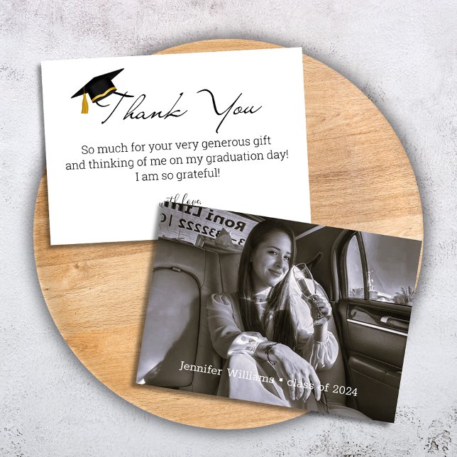 elegantes Chic Script-Abschluss 2025 Foto Dankeskarte (Von Creator hochgeladen)