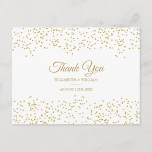 Elegantes Chic-Script-Danke-Goldstaub-Konfetti Postkarte