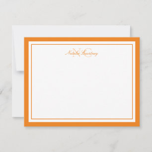 Elegantes Chic-Script Orange Zwei-Rahmen-Monogramm Mitteilungskarte