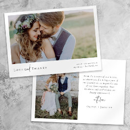 Elegantes Chic Script Wedding Foto Dankeskarte