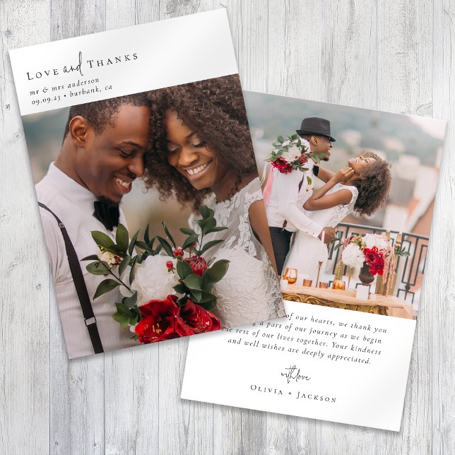 Elegantes Chic Script Wedding Foto Dankeskarte (Von Creator hochgeladen)