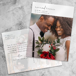 Elegantes Chic Script Wedding Foto Vielen Dank Postkarte