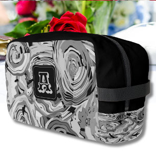 Elegantes Chic Silver Gray Black Design + Monogram Waschbeutel