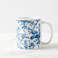 Elegantes Chic Vintage Blaues Rosenblütenmuster