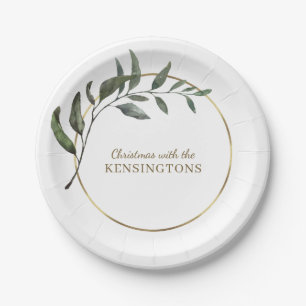 Elegantes Chic Weihnachten Goldfolie Grünzeug Pappteller