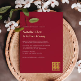 Elegantes chinesisches Doppelglücksszenario Folieneinladung