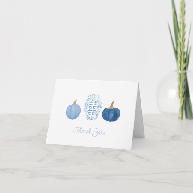 Elegantes Chinoiserie Pumpkins Brautparty Dankeskarte (Vorderseite)