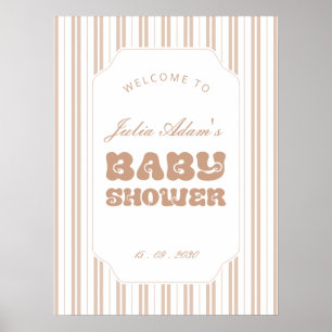 Elegantes Choco-Braun gestreiftes Muster Baby Show Poster