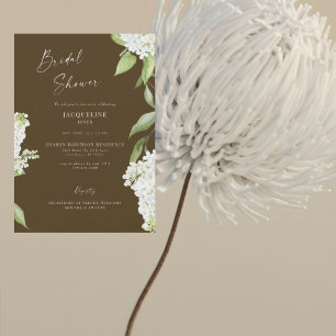 Elegantes Chocolate Brown Hydrangea-Brautparty Einladung