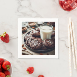 Elegantes Chocolate Cookie & Milk Themed Paper Nap Serviette