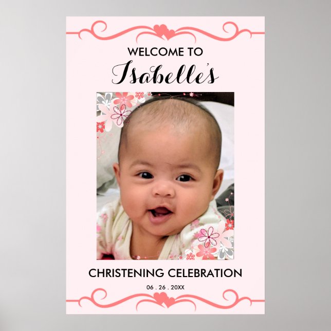 Elegantes CHRISTENING DATEI Party Begrüßung Poster (Vorne)