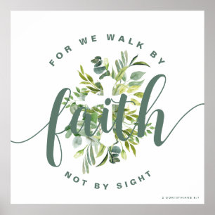 Elegantes Christliches Bibelverse mit Blumenkreuz Poster