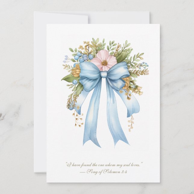 Elegantes Christliches Brautparty Floral Bow Einladung (Rückseite)