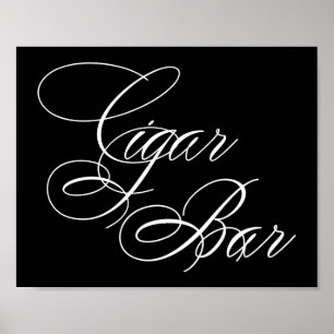 Elegantes Cigar Bar White Script Horizontale Tab Poster