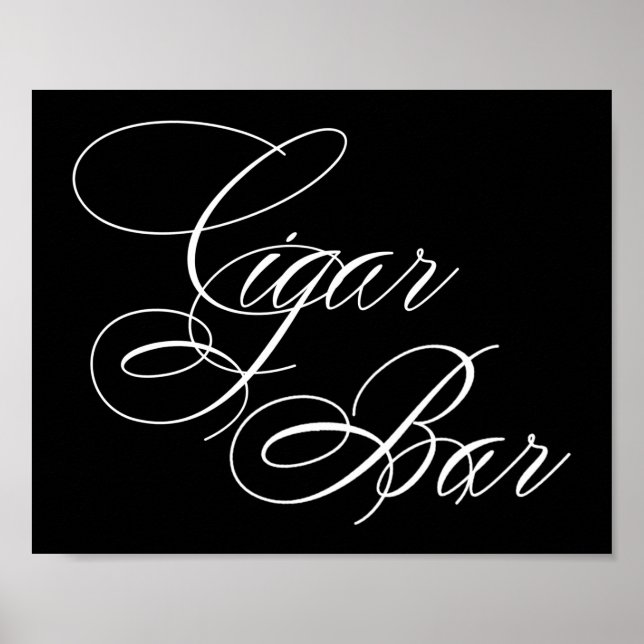 Elegantes Cigar Bar White Script | Horizontale Tab Poster (Vorne)