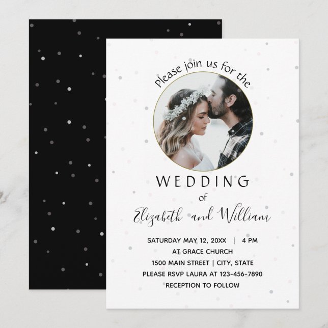 Elegantes Circle Foto Einladung zur Hochzeit (Vorne/Hinten)