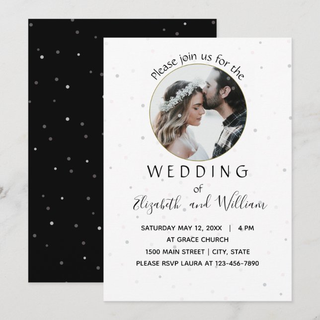 Elegantes Circle Foto Einladung zur Hochzeit (Vorne/Hinten)