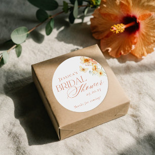 Elegantes Citrus Floral Brautparty Runder Aufkleber