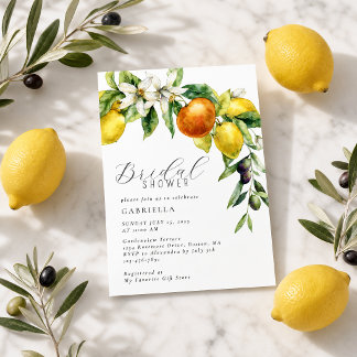 Elegantes Citrus Lemon Orange Brautparty Einladung