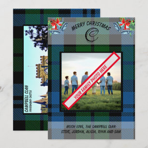 Elegantes Clan Campbell Blue Tartan Family Foto Feiertagskarte