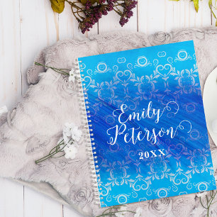 Elegantes Classic Blue White Damask Muster Planer