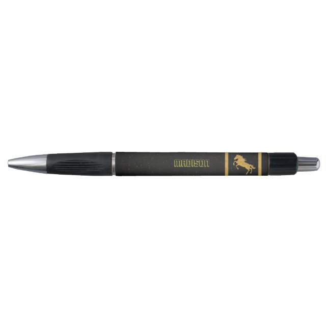 Elegantes Classic Chic Schwarzes Gold personalisie Kugelschreiber (Vorderseite)