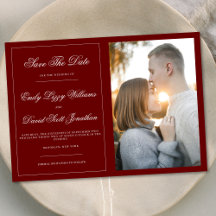 Elegantes Classic Crimson Red Foto Save the Date