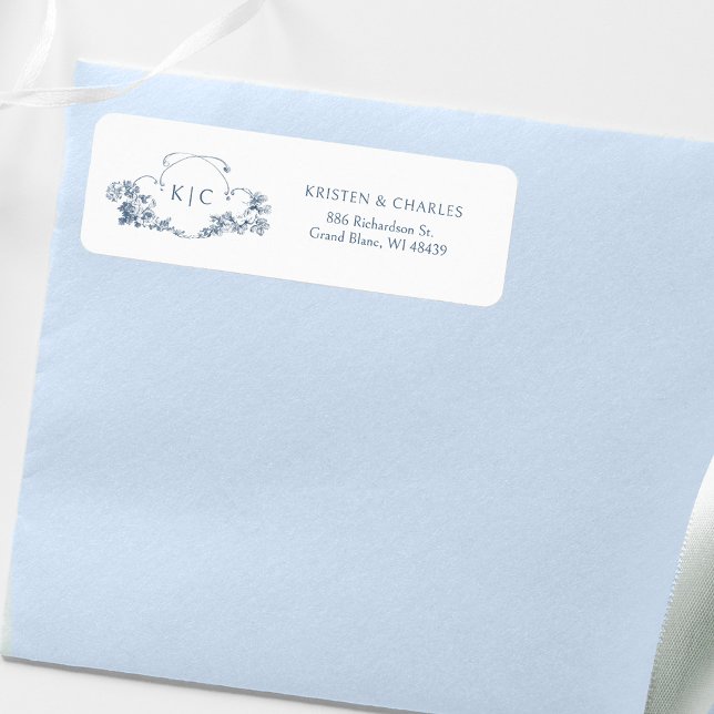 Elegantes Classic Dusty Blue French Floral Wappen (Von Creator hochgeladen)