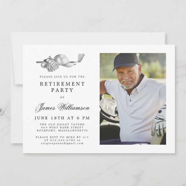 Elegantes Classic Golf Theme Retirement Party Foto Einladung (Vorderseite)