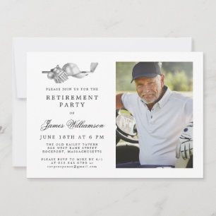 Elegantes Classic Golf Theme Retirement Party Foto Einladung