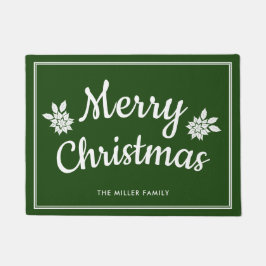 Elegantes Classic Green & White Frohe Weihnachten Fußmatte