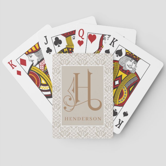 Elegantes Classic H Monogramm, Personalisieren Sie Spielkarten (Rückseite)