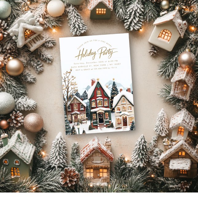 Elegantes Classic Village Weihnachts-Party Einladung (Von Creator hochgeladen)