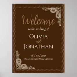 Elegantes Classy Bronze verziert Wedding Welcome S Poster