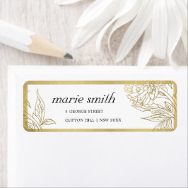 ELEGANTES CLASSY GOLD FOIL FLORAL ADRESSE ETIKETT