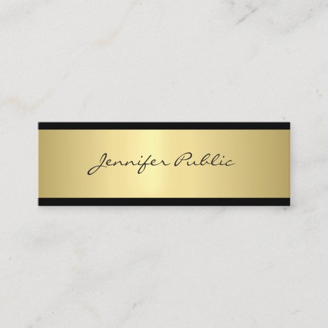 Elegantes Clean Design Gold Glamour Beruflich Mini Visitenkarte (Vorderseite)