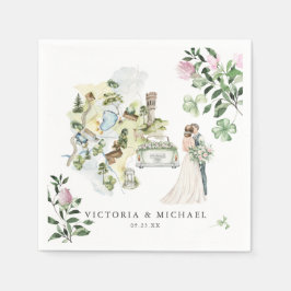 Elegantes Clover Kleeblatt Botanische Hochzeitskar Serviette