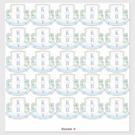 Elegantes Coastal Wedding Monogram Aufkleber