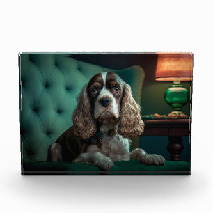 Elegantes Cocker Spaniel Klassisches Porträt-Desig Fotoblock