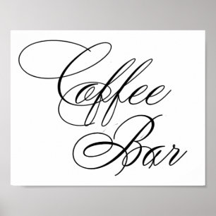 Elegantes Coffee Bar Black Script Horizontale Ta Poster