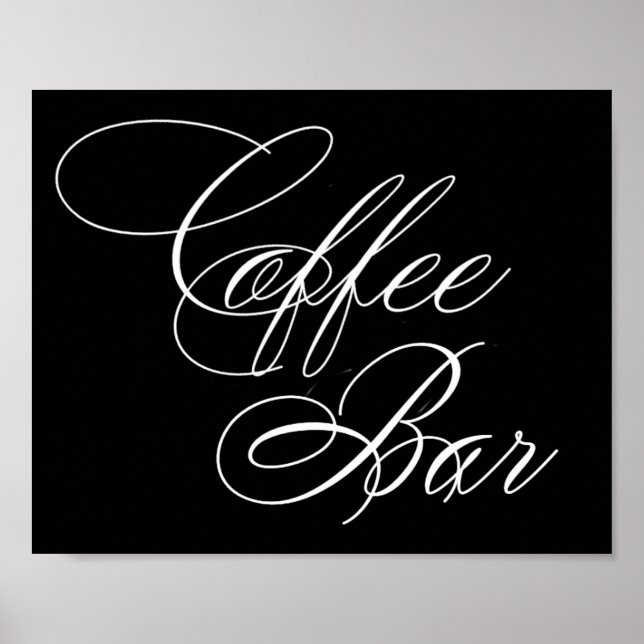 Elegantes Coffee Bar White Script | Horizontale Ta Poster (Vorne)