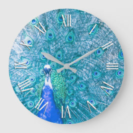 Elegantes Colorful Peacock Artwork | Wall-Uhr Große Wanduhr