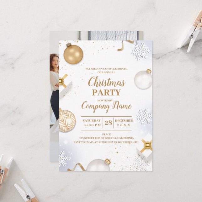 Elegantes Company Cocktail Weihnachts-Party Einladung (Vorderseite/Rückseite Beispiel)